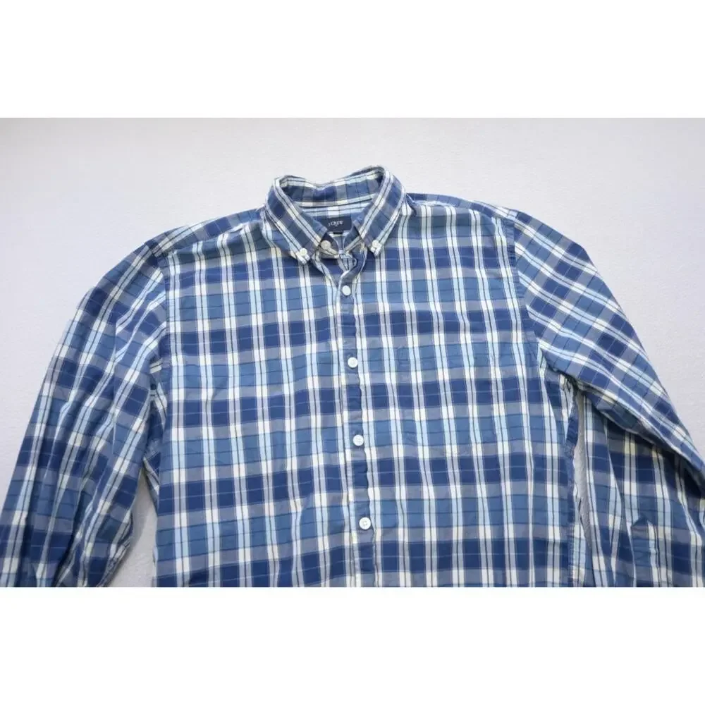 J Crew Classic Fit Dress Shirt Plaid Front Pocket Long‎ Sleeve Mens Sz Medium